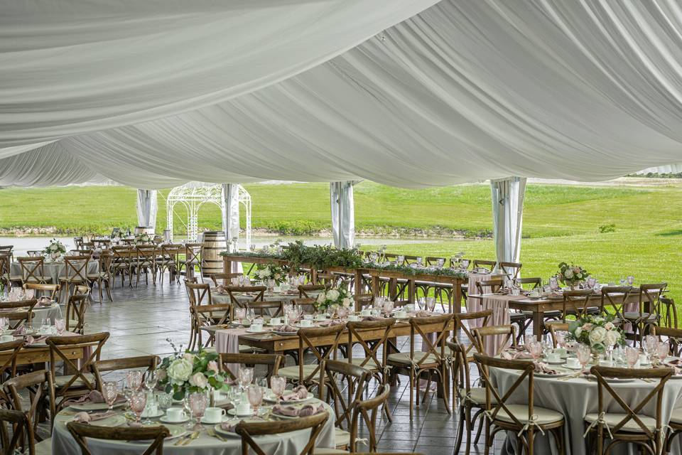 Tent and green lawn