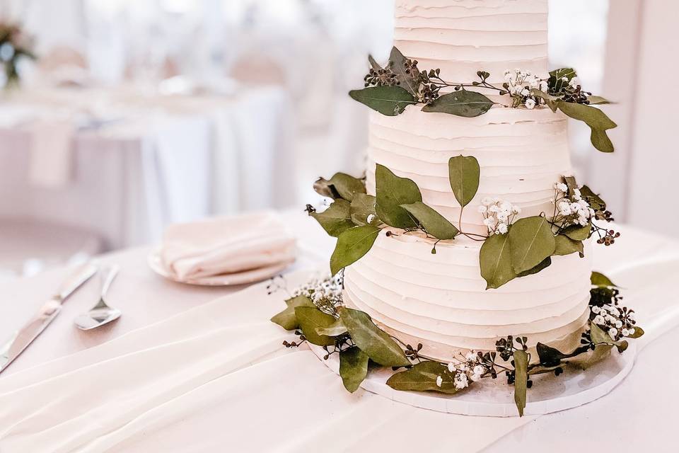 3-tier lemon cake w/ greenery