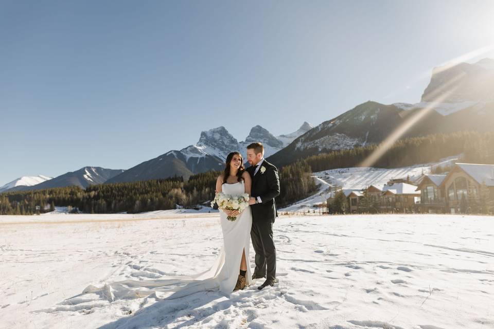 Bride and groom in Canmore