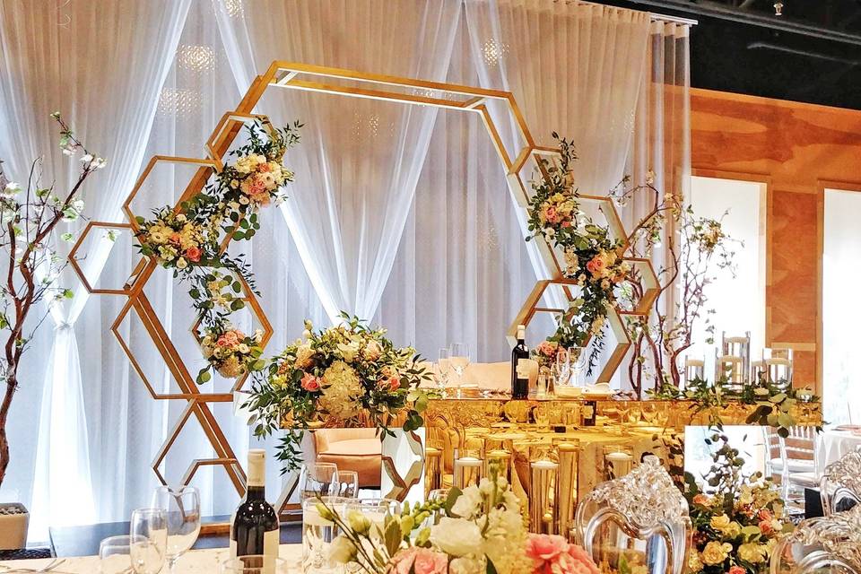 Hexagonal gold backdrop