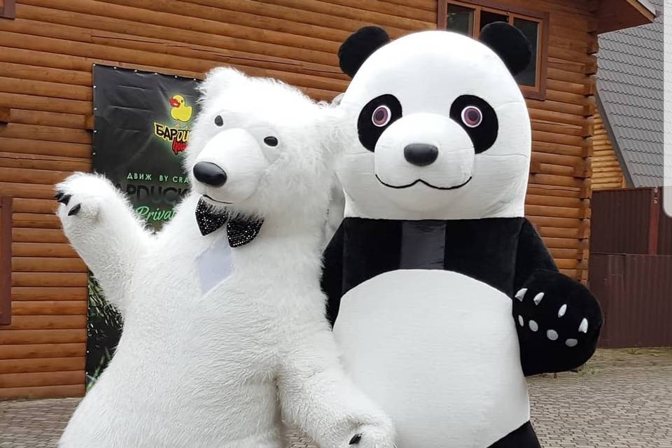 Giant polar bear and panda
