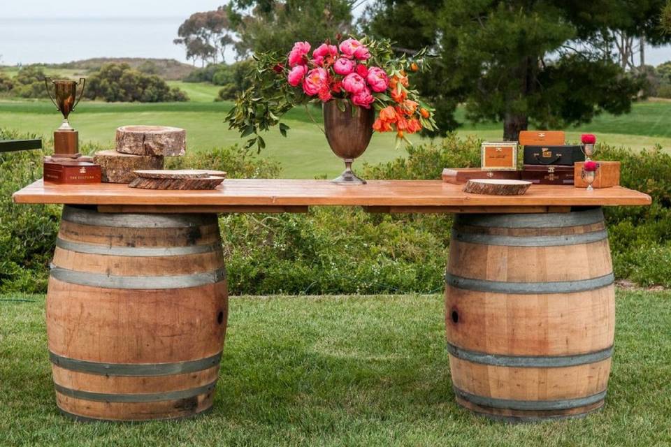 Wine Barrel Flower Stand