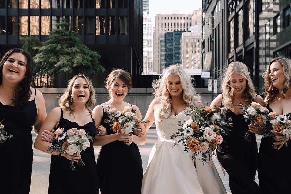 Bridesmaids in Toronto Streets