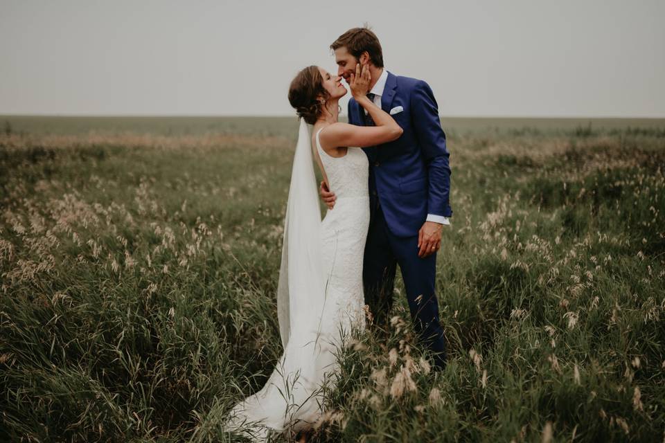 Kiss in a field