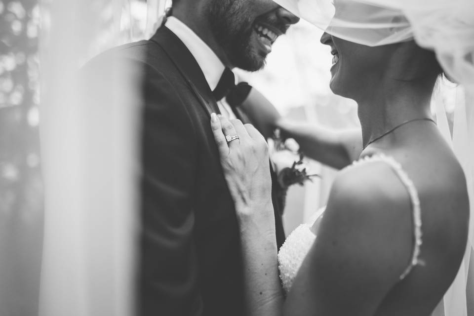 Bride and groom veil