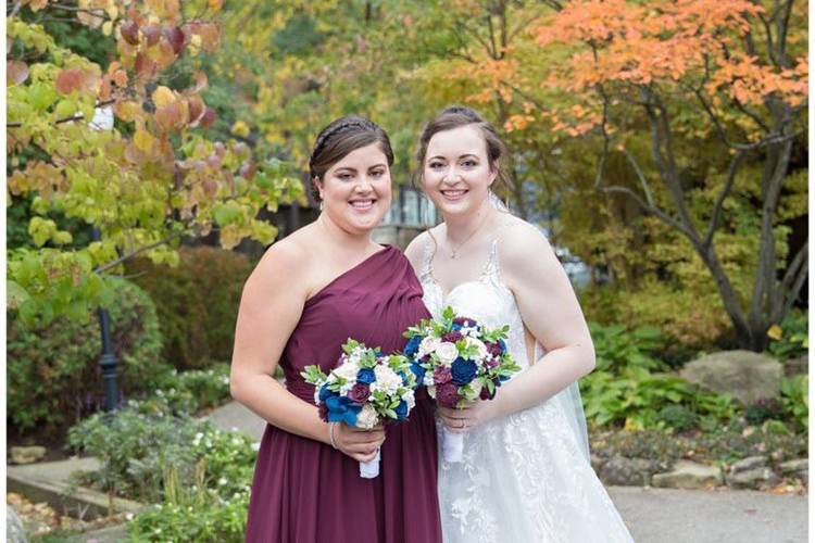 Bride and bridesmaid