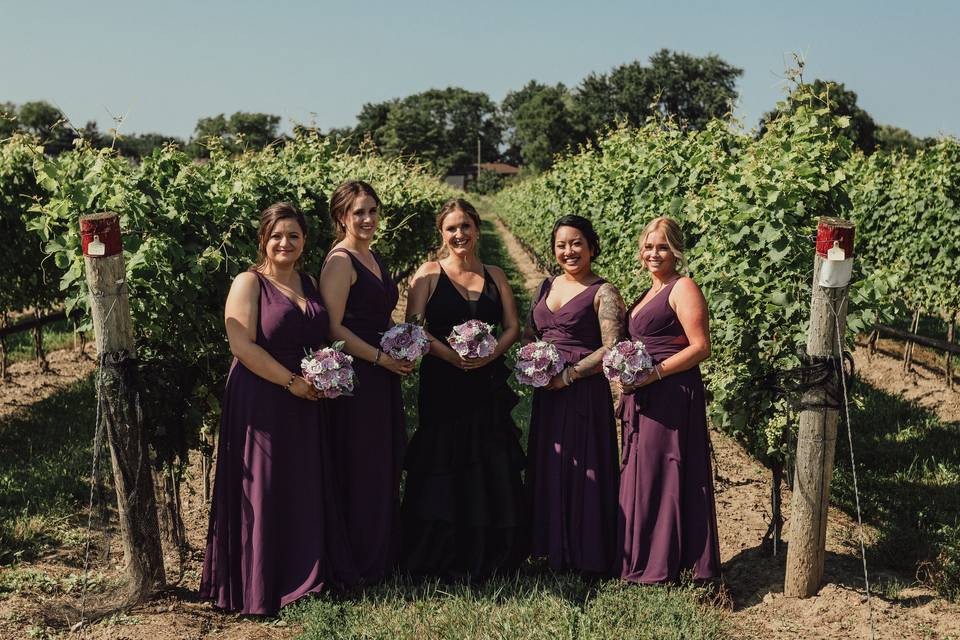 Bride and bridesmaids