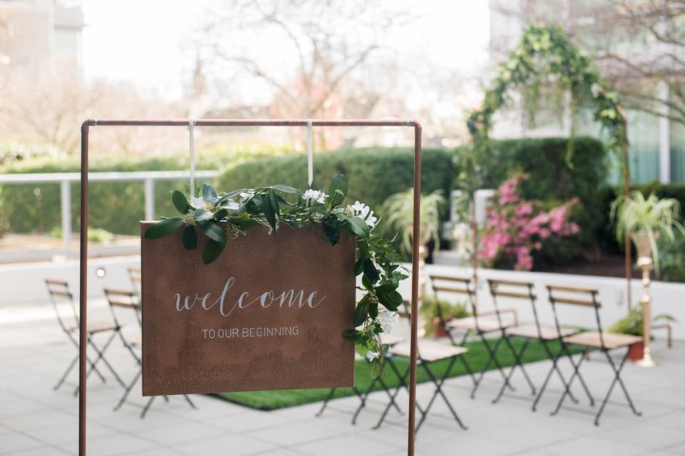 Copper welcome sign