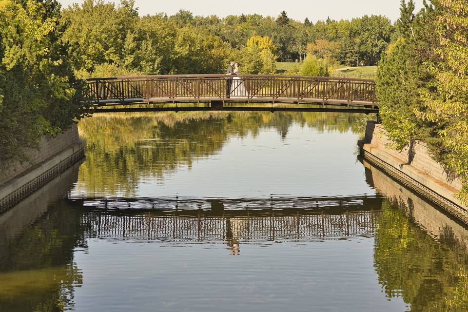 Wedding Couple On Bridge