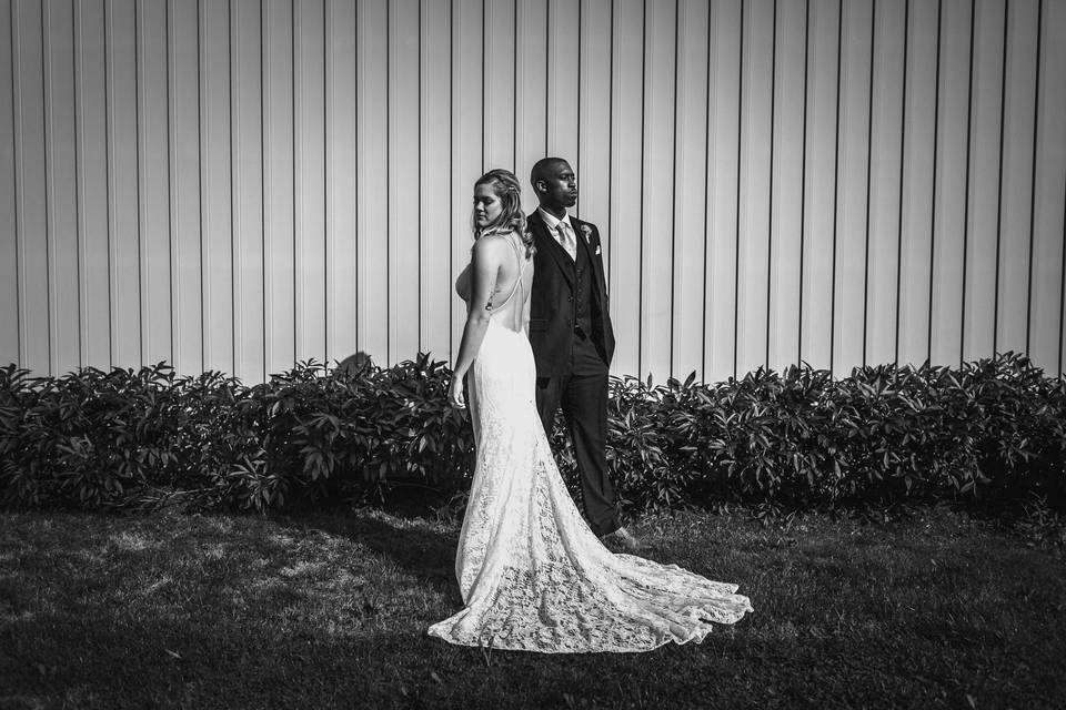 Bride & groom looking cool