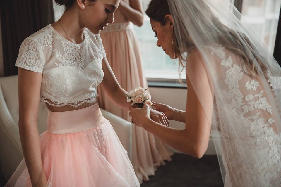 Young bridesmaid & bride