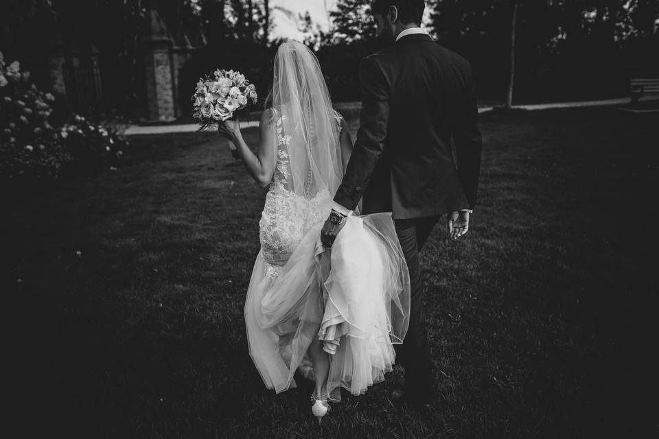 Bride & groom walking