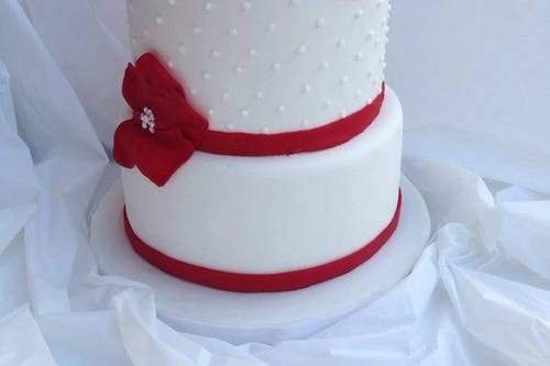 Red and White Wedding Cake