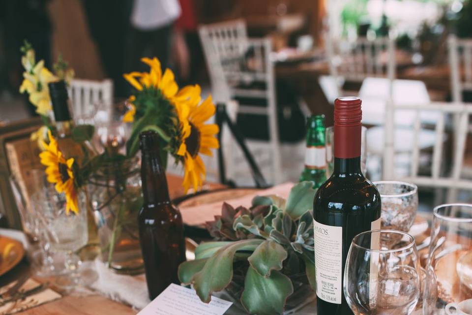 Vintage china on guest tables