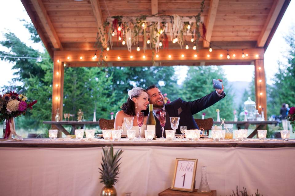 Head table at a rustic wedding