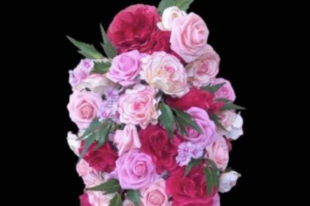 Pink cascading bouquet