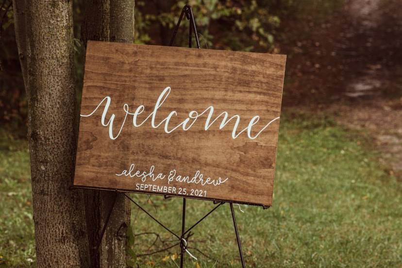 Wood Welcome Sign