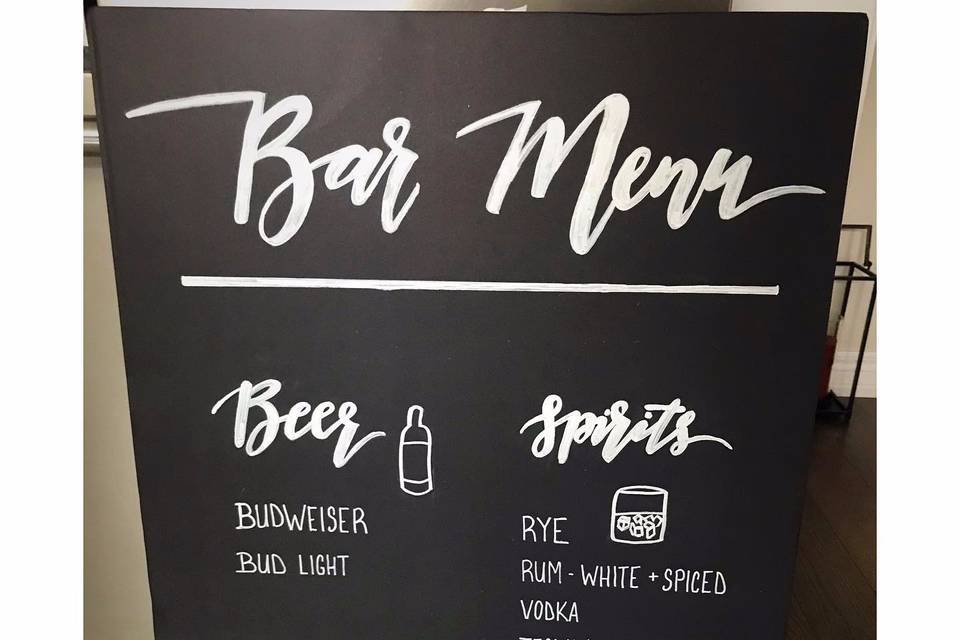 Foam core bar menu