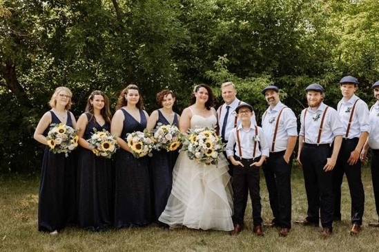 Navy and sunflower wedding par