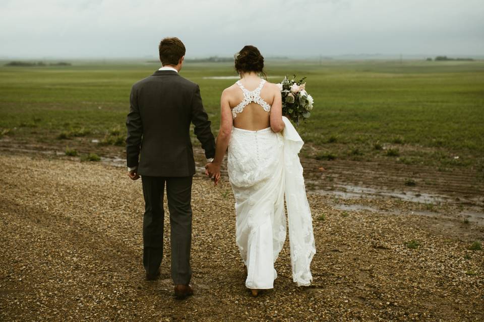 Wedding Couple on a prairie