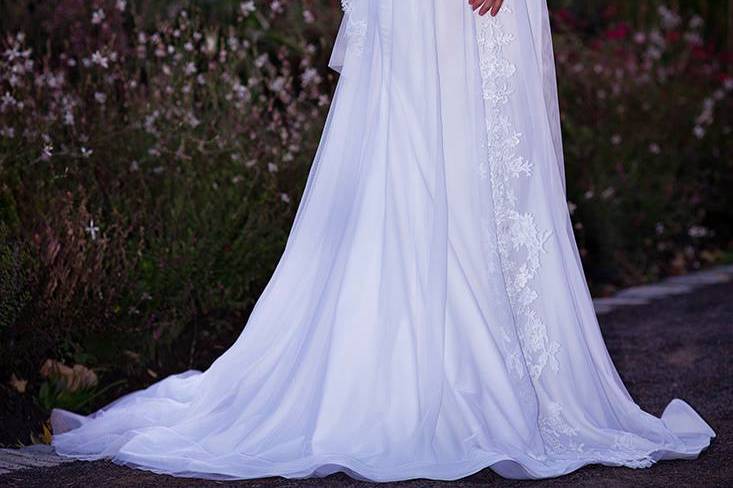 Chiffon and lace gown