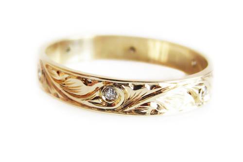 Baroque Engraved Diamond Band