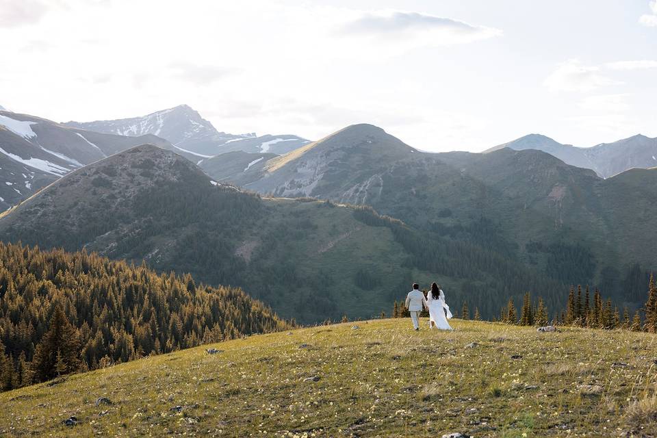 Sunset Heli Elopement in Banff