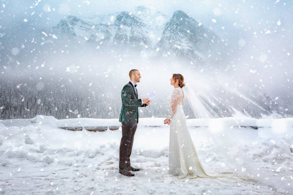 Winter elopement, Lake Louise