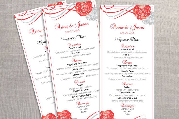 Swirl Flowers Menu