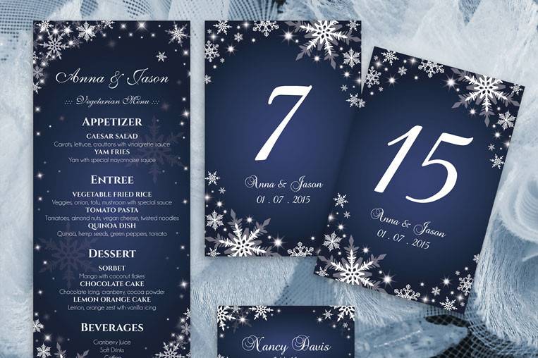 Menu Table Numbers Place Cards