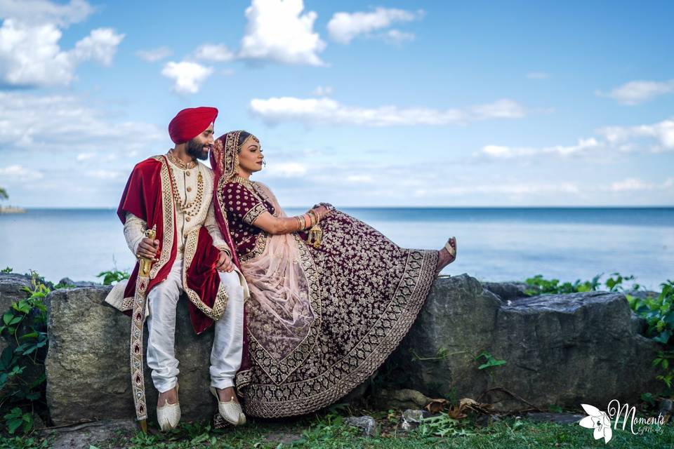 By the water