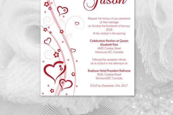 Red Heart Romance Invitation