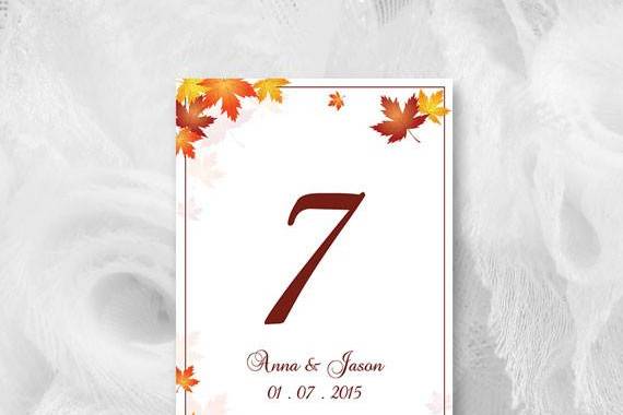 Maple Leaf Table Numbers