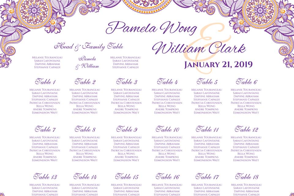 Henna Flower Seating Chart