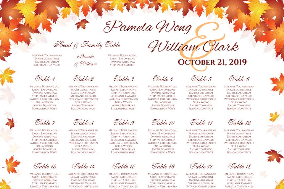 Maple Fall Leaf Seating Plan