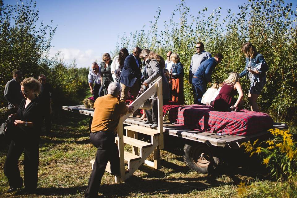 Embarking on a hay ride