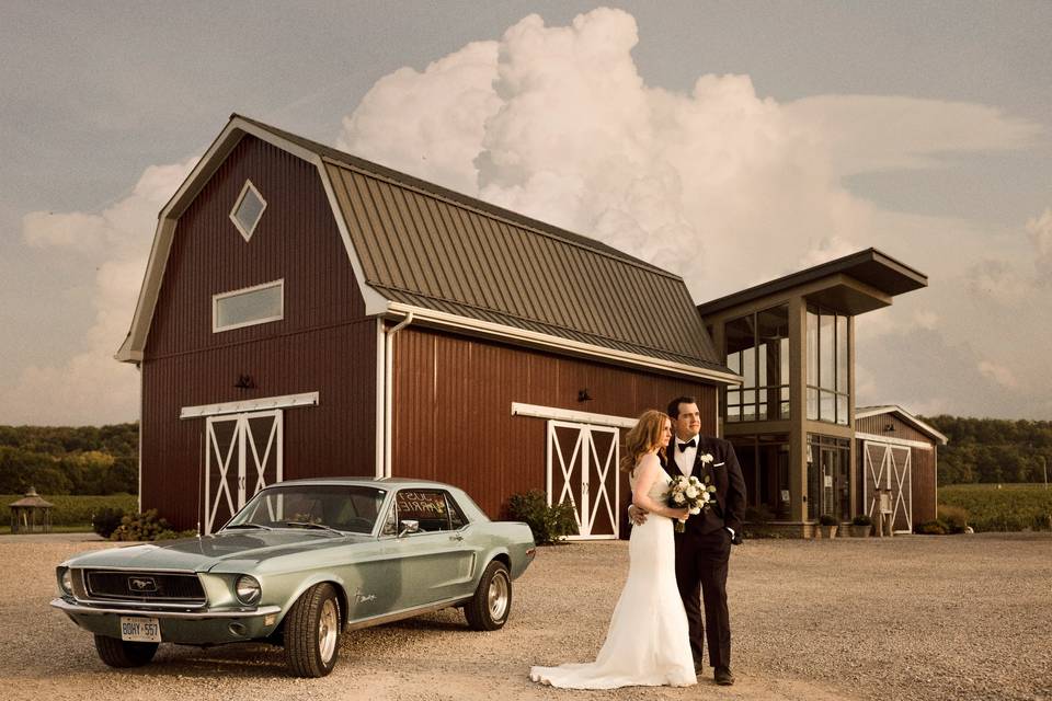 Couple outside The Barns