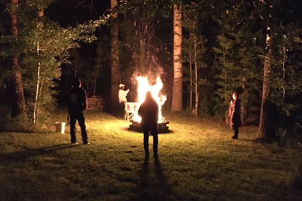 Bonfire in the big fire pit