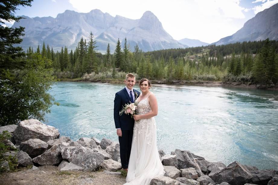 Newlyweds at the river