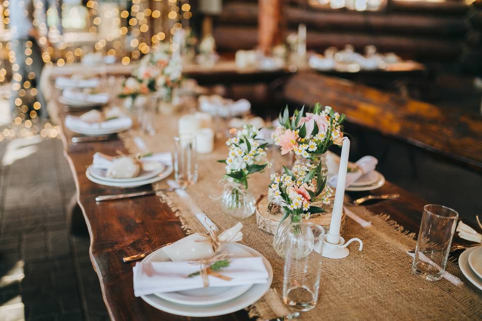 Delicate floral centrepieces