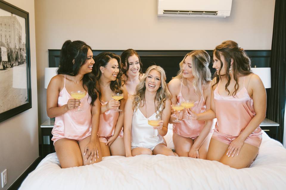 Bride and her girls getting re