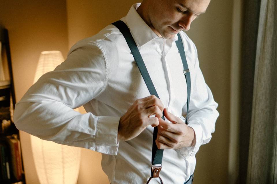 Groom getting ready