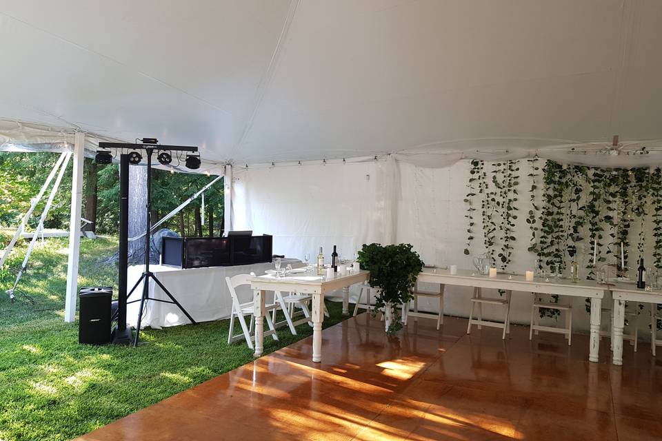 Tent wedding set up