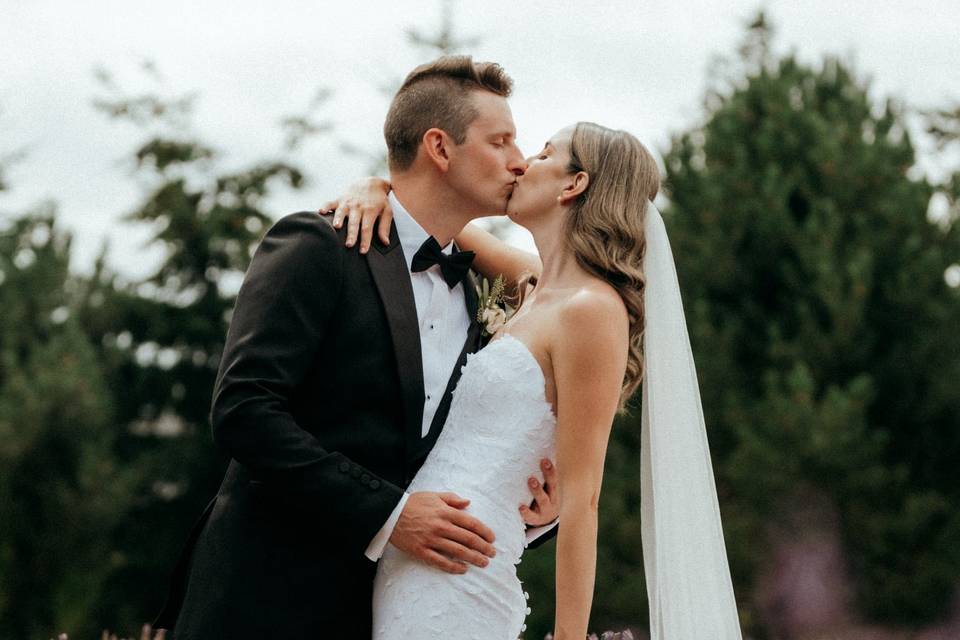 Bride and Groom in Lavender