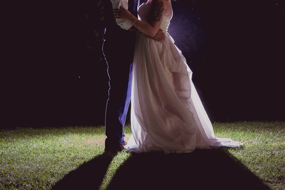 Night time wedding portrait