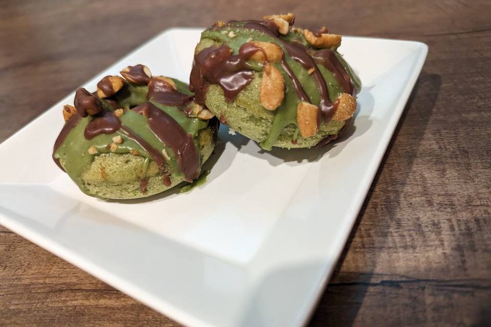 Oven baked matcha donuts