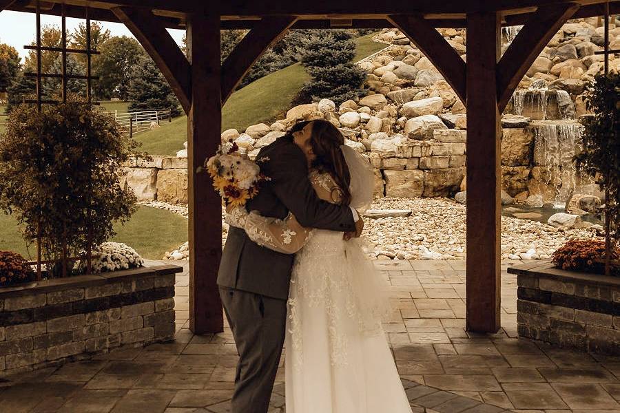 Under the gazebo