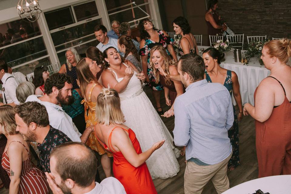 Groomsmen storm the dancefloor