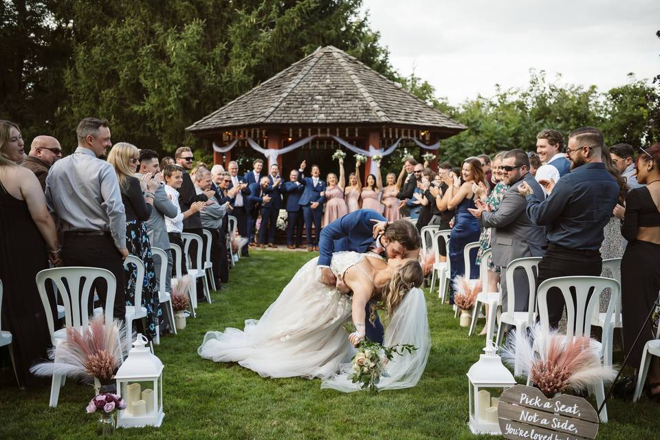 Walking down the aisle kiss