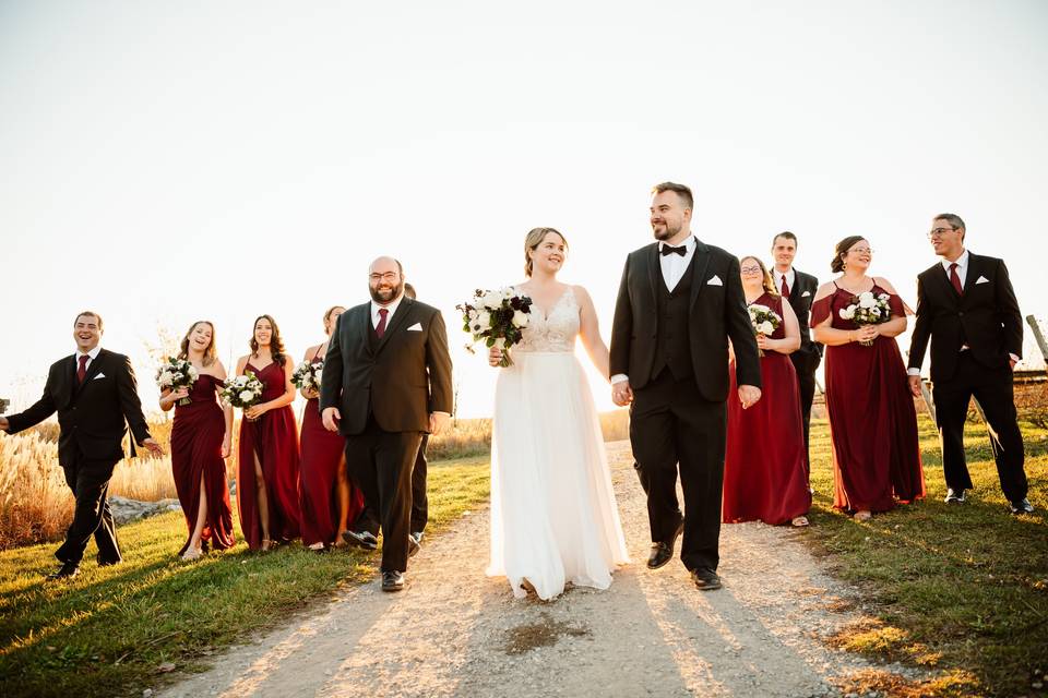 Sunset Bridal Party walk